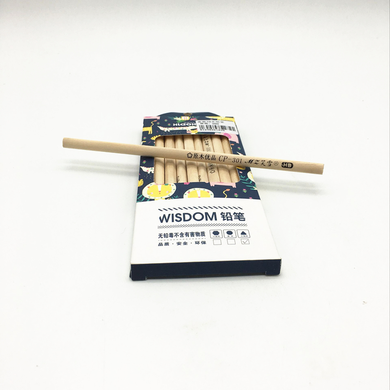 Ten pencils in an eco-friendly box, triangular wooden pencils and student writing pencils details Picture
