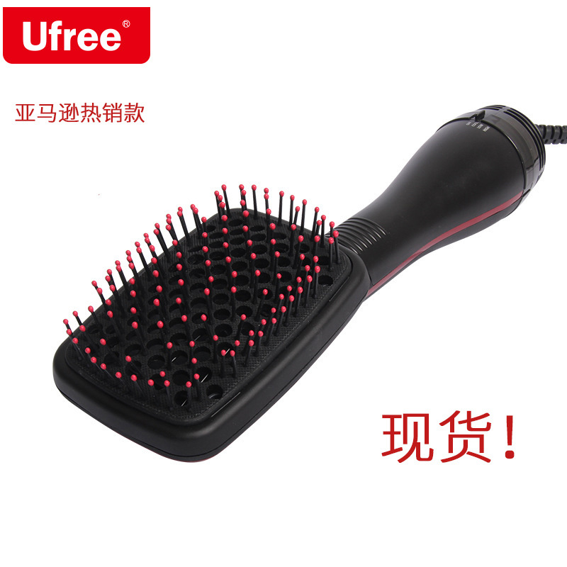 外贸亚马逊爆款电动吹风梳负离子多功能二合一热风梳电风梳现货
