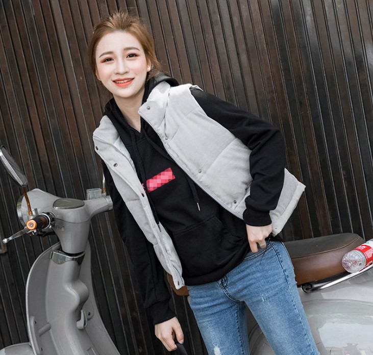 马甲高中女生羽绒棉服灯芯绒欧美百搭坎肩背心短外套产品图