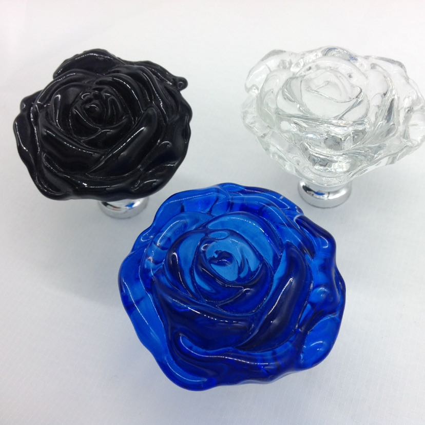 Rose crystal single button handle, wardrobe, cabinet handle