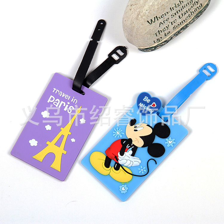 Drop Glue Children's Cartoon Luggage Tag Pvc Soft Plastic Luggage Tag Boarding Pass Custom Cartoon Animal Avatar Specification drawing