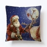 Cotton and linen super soft short plush digital positioning printed Christmas style home sofa, car throw pillow, hotel throw pillow cushion Specification image