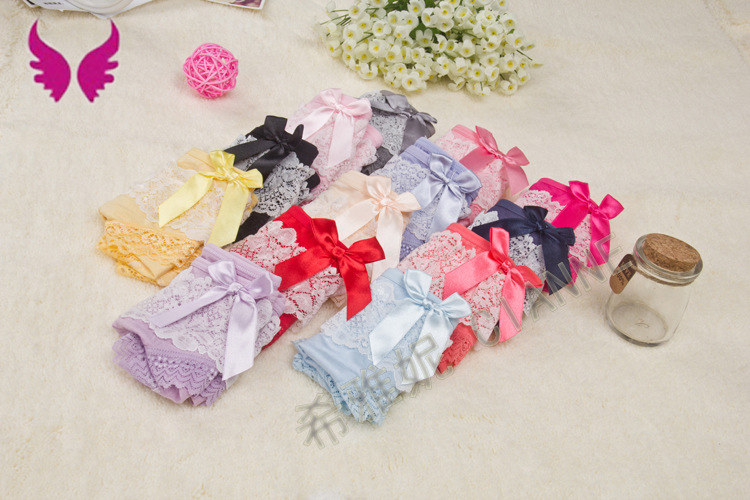Girl student lace big bow ladies underwear lace lace sexy low waist underwear