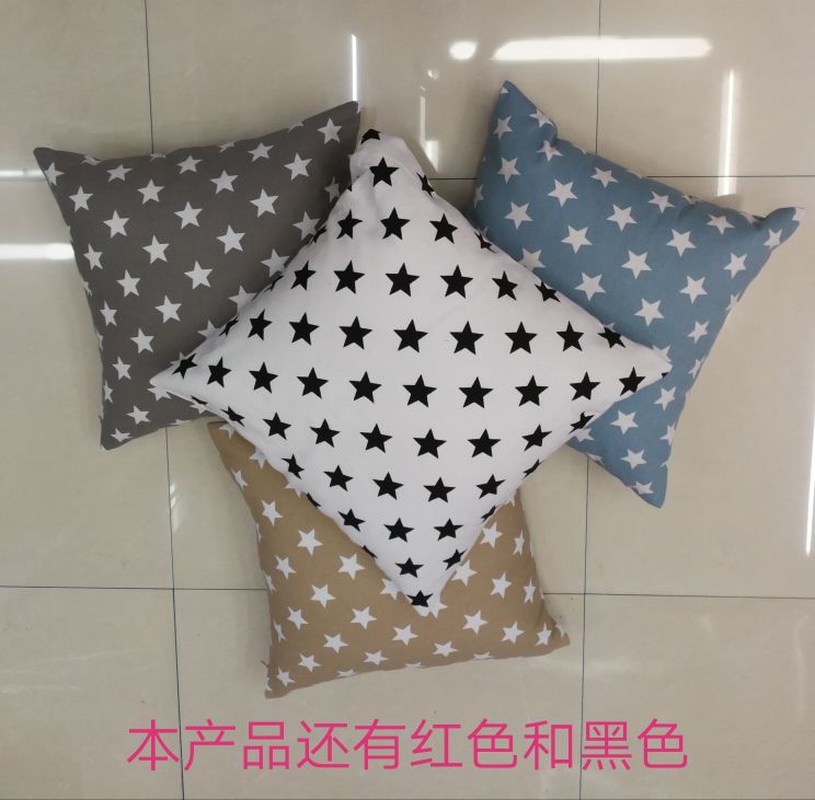 Pure cotton canvas fashionable five-pointed star home sofa, car hotel throw pillow cushion, waist pillow cushion, square pillowcase