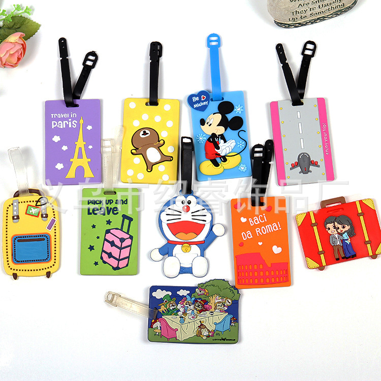 Drop Glue Children's Cartoon Luggage Tag Pvc Soft Plastic Luggage Tag Boarding Pass Custom Cartoon Animal Avatar details Picture