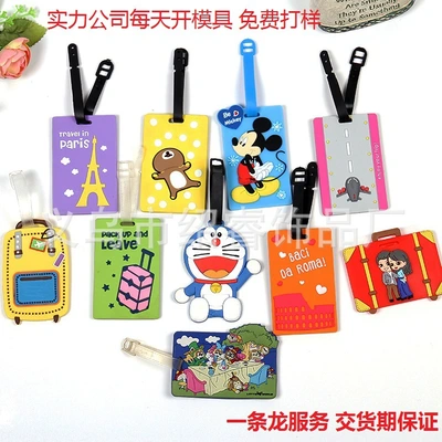 Drop Glue Children's Cartoon Luggage Tag Pvc Soft Plastic Luggage Tag Boarding Pass Custom Cartoon Animal Avatar