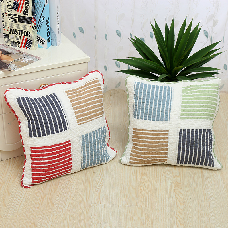 Foreign Trade 2018 New Plaid Pillow Case All Cotton Home Sofa Cushion Pillow Case Only Sets Without Core Pillowcase details Picture