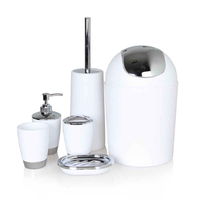 新款创意简约卫浴套装 浴室用品塑料卫浴六件套沐浴洗漱细节图