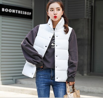 Cotton vest slim down cotton vest for women short thickened standing collar cotton vest coat