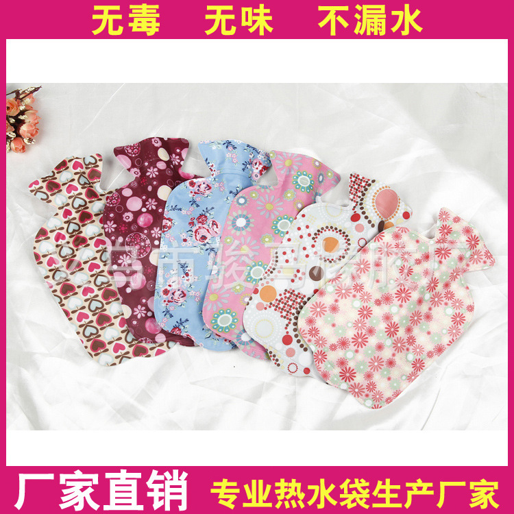 Hot water bag manufacturers wholesale printed cloth water hand warm treasure flush PVC flower cloth large warm water bag