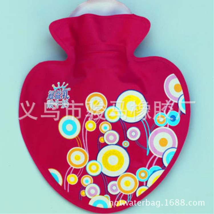 【骏马塑胶】印花心形印LOGO促销广告礼品热水袋细节图