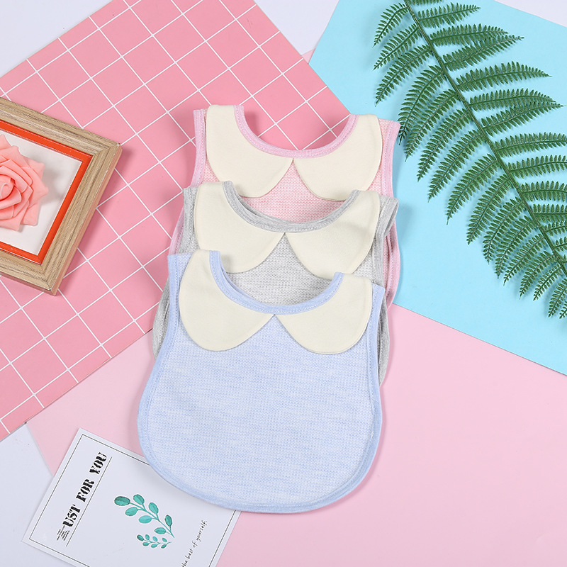 2018 New best-selling color cotton collar and bib two-piece baby cute plain snap bib manufacturer wholesale