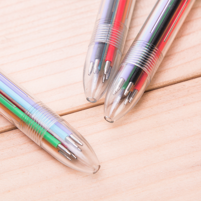 Korean creative stationery: Cute cartoon multi-color press ballpoint pens, 6-color ballpoint pens and oil pens Specification image