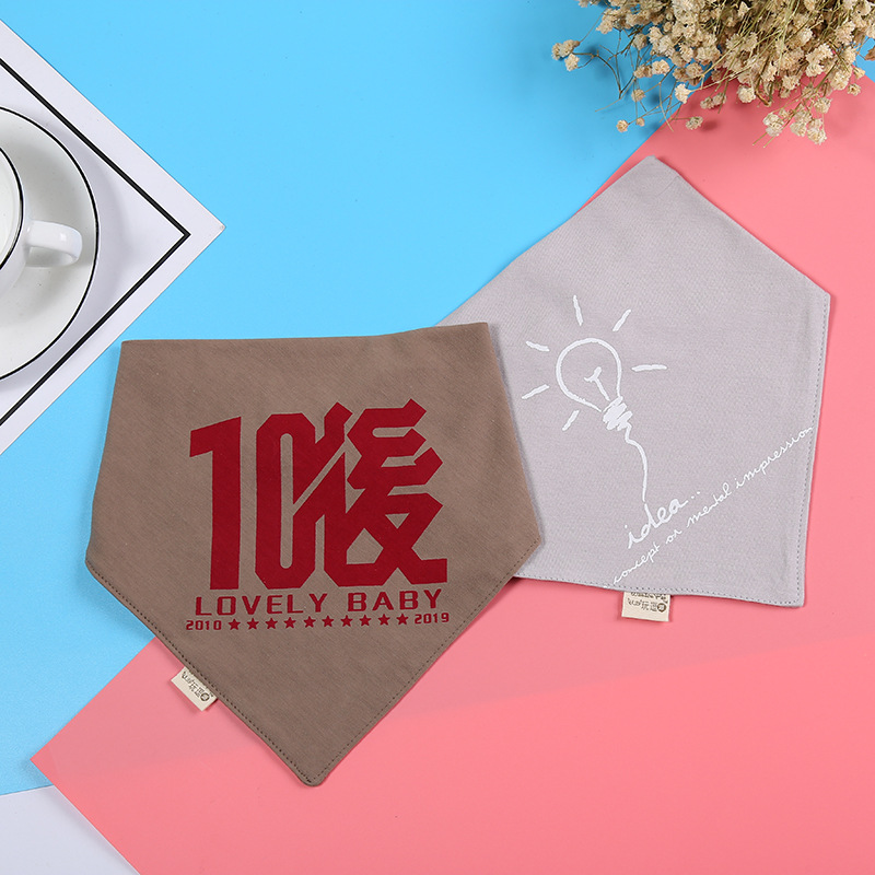 New cotton baby saliva wipes, waterproof printed triangular wipes for infants and children, wholesale from the manufacturer, hot sale in spring details Picture