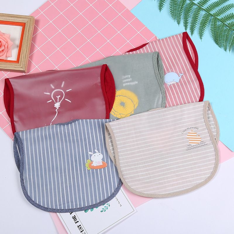 The new fashion design anti-fouling baby bib cotton /EVA plus pocket bib manufacturer wholesale thumbnail