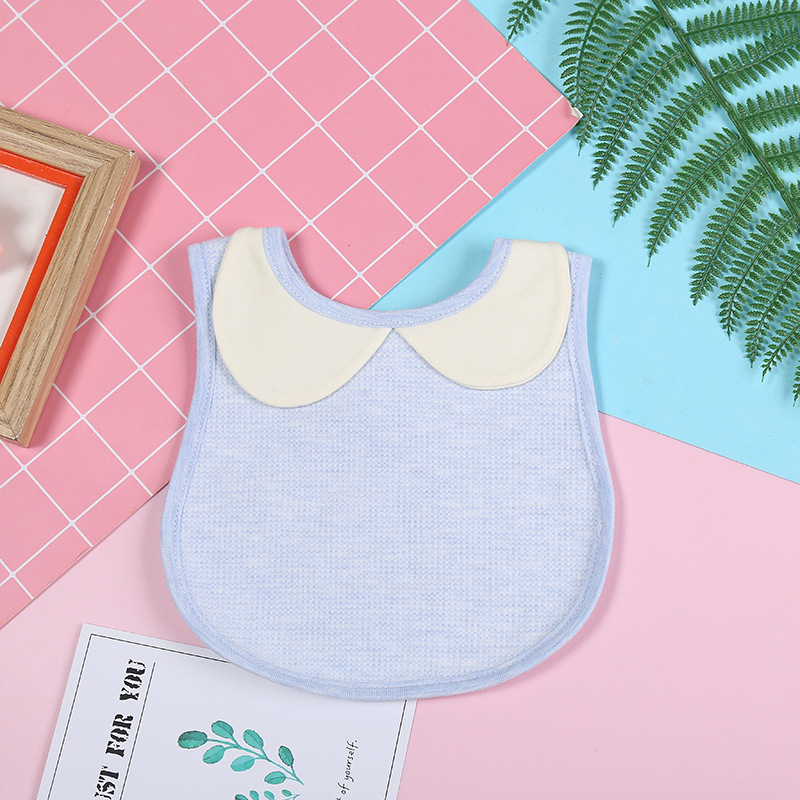 2018 New best-selling color cotton collar and bib two-piece baby cute plain snap bib manufacturer wholesale Specification image