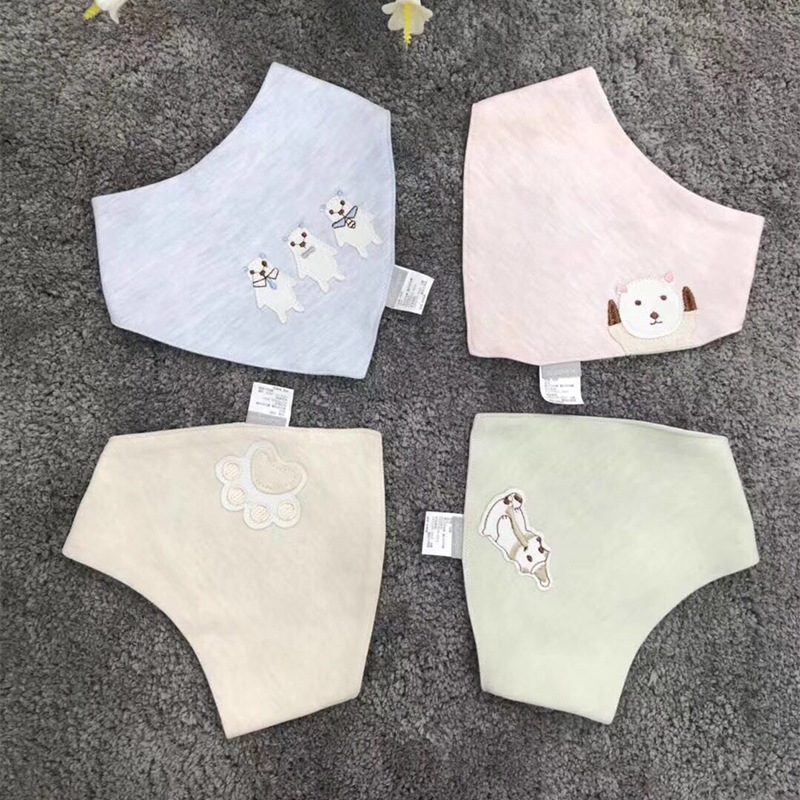 新款可爱卡通宝宝三角巾防水围嘴口水巾 儿童棉质饭兜围兜批发图