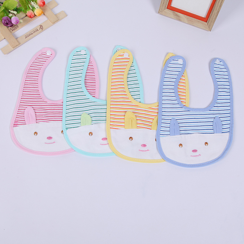 New cartoon striped saliva towel baby bib cotton button bib baby supplies thumbnail