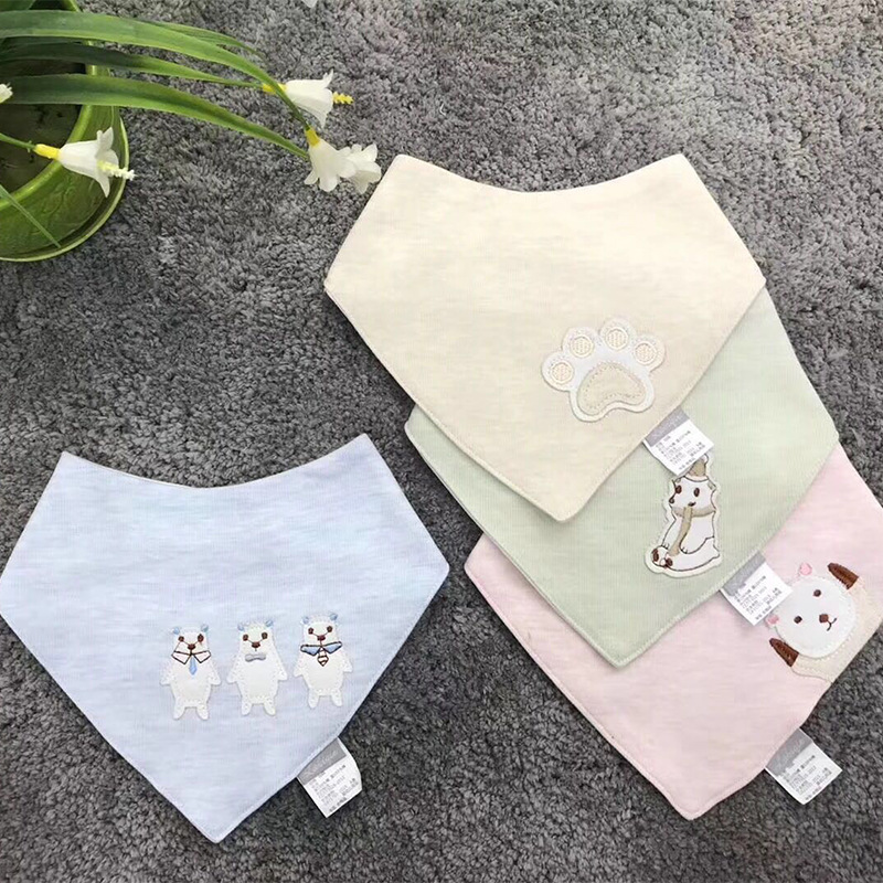 新款可爱卡通宝宝三角巾防水围嘴口水巾 儿童棉质饭兜围兜批发细节图