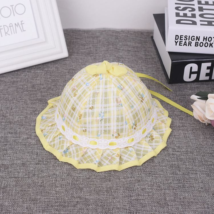 Wholesale of 2018 Spring/Summer new style baby girl checkered drawstring basin hats, travel sun hats and fisherman hats Application Scenario