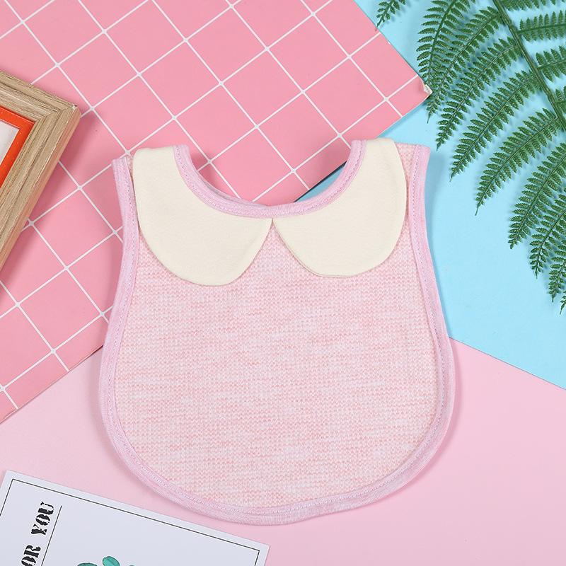 2018 New best-selling color cotton collar and bib two-piece baby cute plain snap bib manufacturer wholesale details Picture