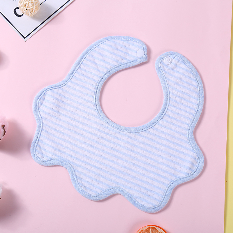 Factory direct sales of 2018 Spring new style color cotton striped snap adjustable baby wavy edge bibs wholesale details Picture