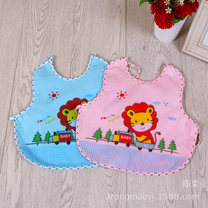 The manufacturer wholesals new cartoon cute tie large bibs and cotton solid-color bibs, which are selling well in spring