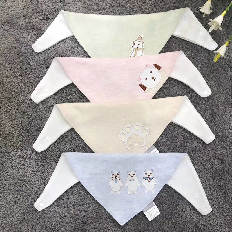 新款可爱卡通宝宝三角巾防水围嘴口水巾 儿童棉质饭兜围兜批发产品图