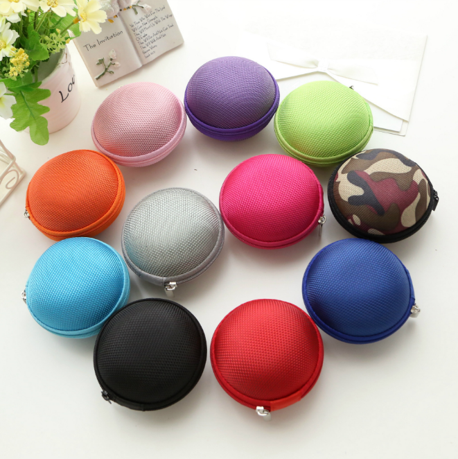 Candy colored storage bag Coin purse EVA earphones Bag Round storage box earphones