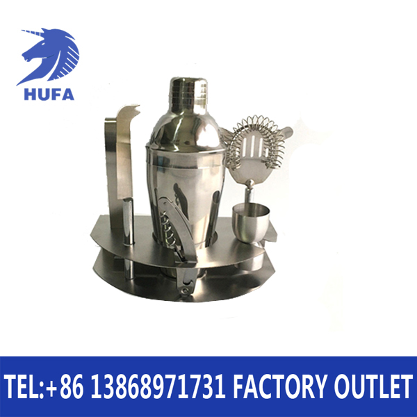 Stainless steel Cocktail Shaker Set 550ML Cocktail shaker set 7 pieces Shaker cup Sample LOGO can be customized full figure