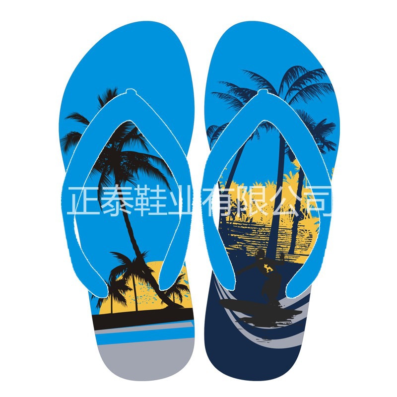 来图设计生产平跟防滑舒适海边沙滩夹脚PE人字拖鞋定制详情图1