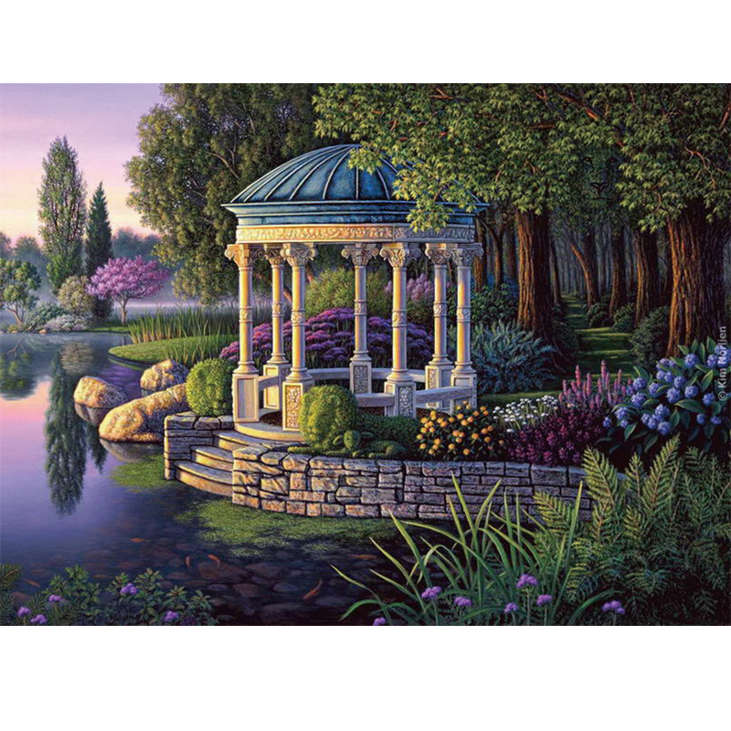 十字绣外贸满绣欧式人物风景花卉卡通精准印花细节图