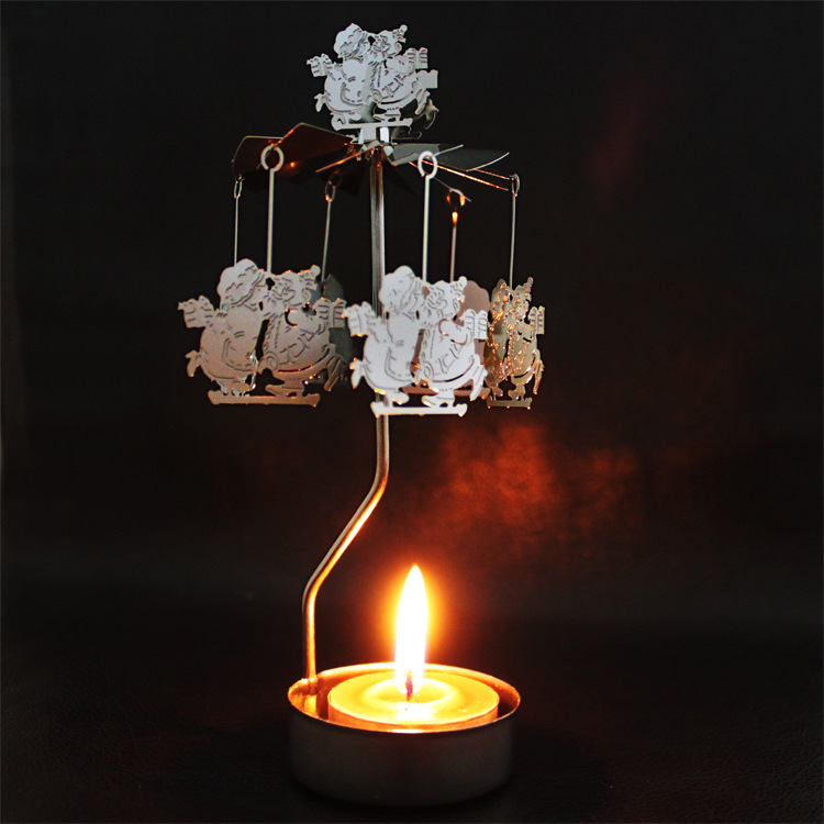 Manufacturers direct heat kinetic energy rotating rose candlestick wedding decoration supplies customized metal crafts wholesale