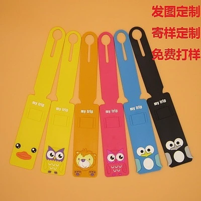 Custom Pvc Soft Rubber Silicone Luggage Tag Strip Creative Cartoon Cartoon Luggage Tag Pvc Tag Bag Gift