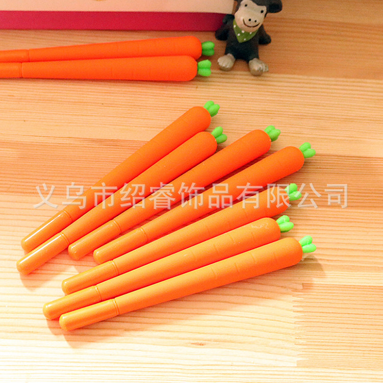Pvc Soft Rubber Radish Pen Simulation Drip Plastic Craft Pen Creative Writing Neutral Pen Ball Point Pen Gift For Children details Picture
