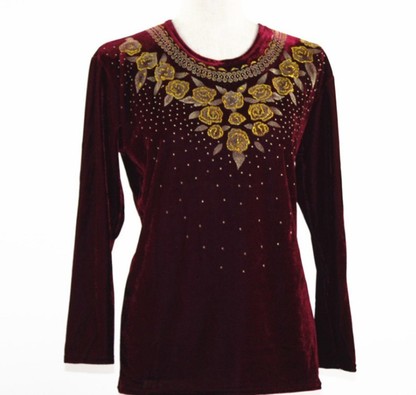 New middle-aged spring clothing for mothers, velvet T-shirts for middle-aged and elderly women's wear Specification image