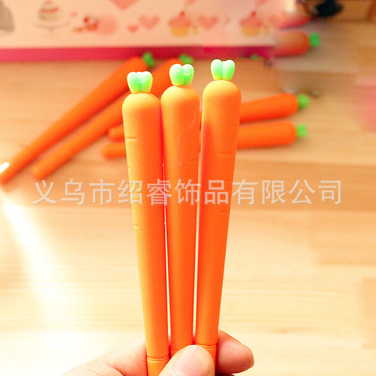 Pvc Soft Rubber Radish Pen Simulation Drip Plastic Craft Pen Creative Writing Neutral Pen Ball Point Pen Gift For Children Specification drawing