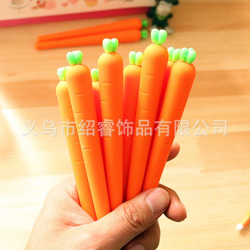Pvc Soft Rubber Radish Pen Simulation Drip Plastic Craft Pen Creative Writing Neutral Pen Ball Point Pen Gift For Children