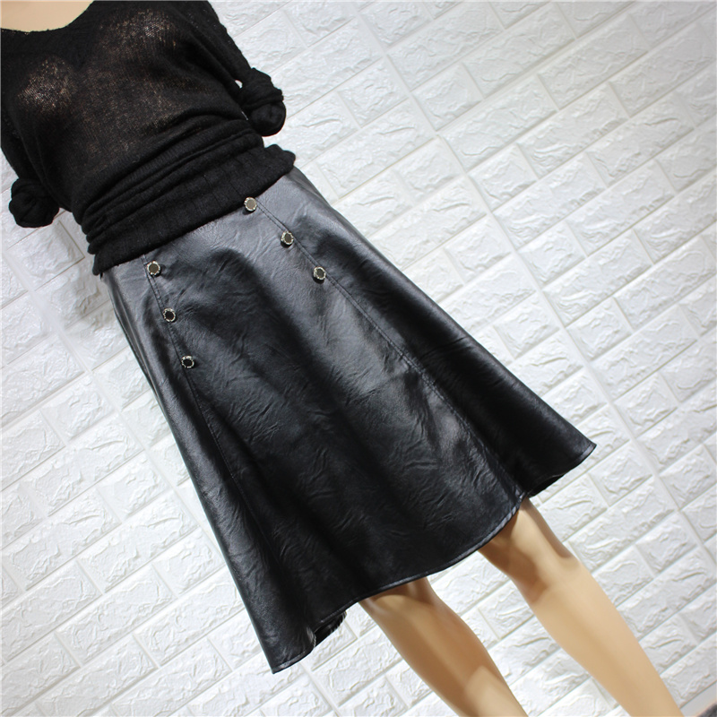 A new high-waisted mid-length leather skirt Specification image