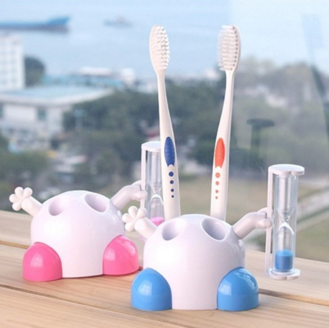 Wholesale cartoon hourglass toothbrush holder Bathroom toothbrush holder Students children brushing 3-minute timer Specification drawing
