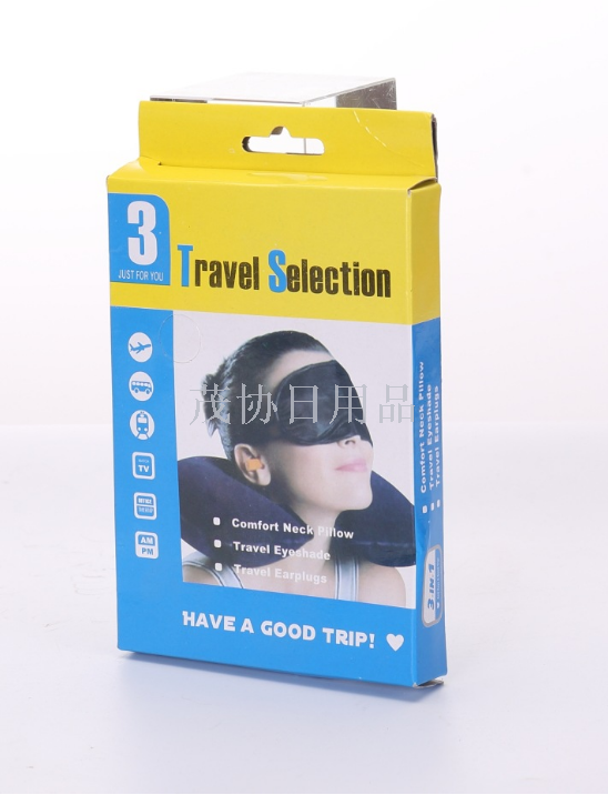 pvc plush inflatable pillow/eye mask/earplugs/travel U-shaped pillow three-piece set, the three treasures for travel Application Scenario