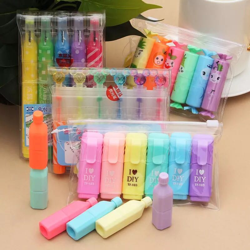 Highlighter Marker Pen Crystal Head Cute school supplies Candy Lover You Mark a set of creative stationery wholesale
