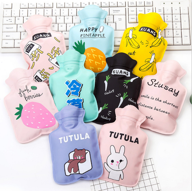 可爱韩版防爆注水热水袋儿童学生暖手宝卡通水果图案暖手袋