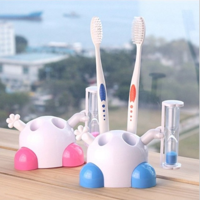 Wholesale cartoon hourglass toothbrush holder Bathroom toothbrush holder Students children brushing 3-minute timer details Picture