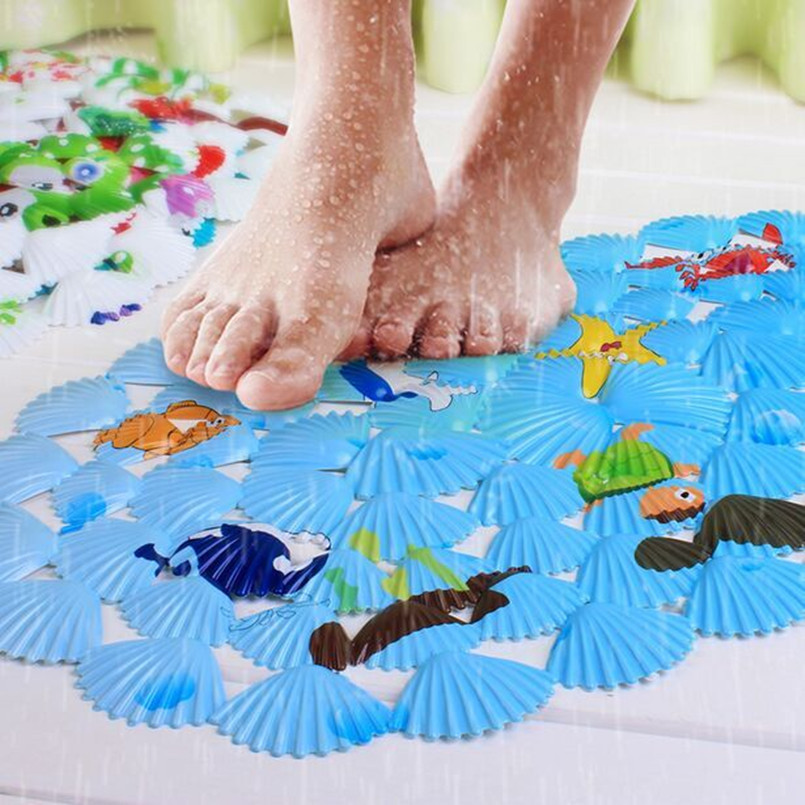 Home color shell bathroom non-slip pad cartoon printing children's bath pad suction cup massage foot pad thumbnail