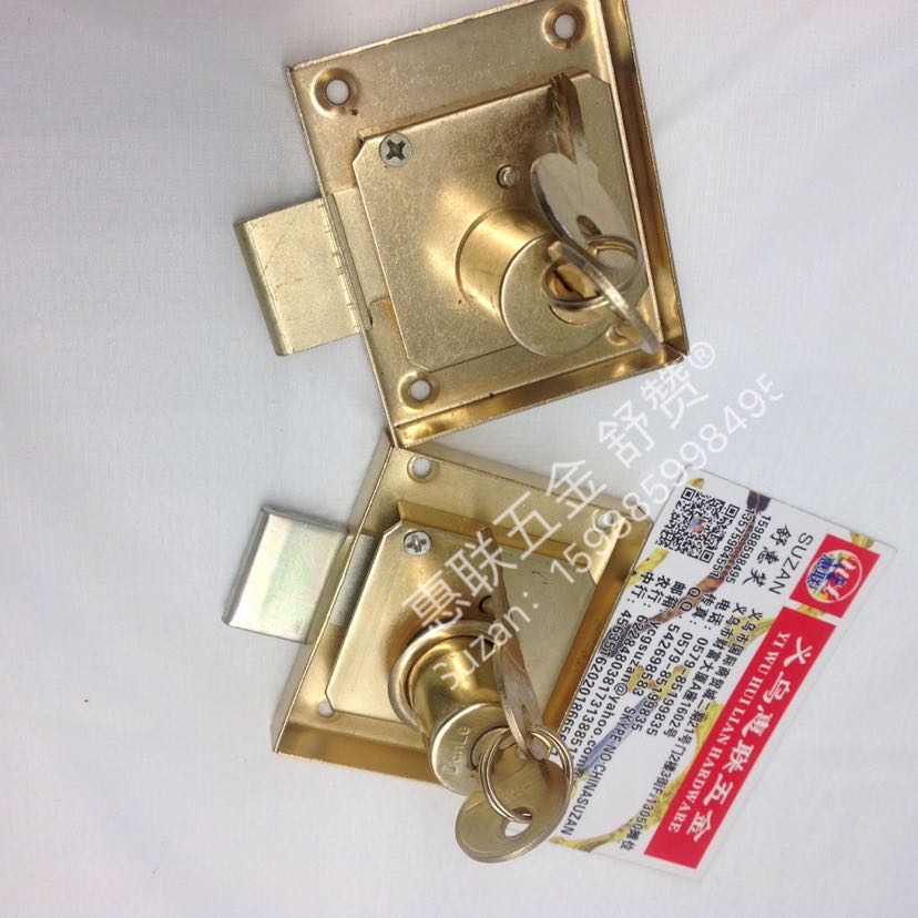 Shuzan Golden Bridge welding rods, the same style of color zinc drawer lock, iron furniture hanging window special safety lock, rust-proof and durable Application Scenario