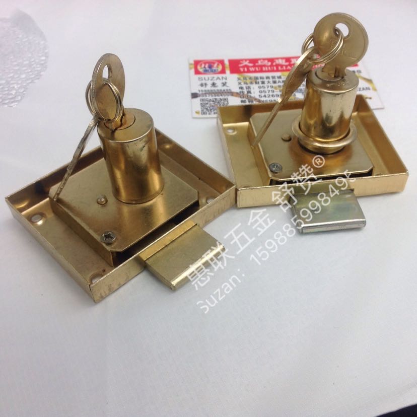 Shuzan Golden Bridge welding rods, the same style of color zinc drawer lock, iron furniture hanging window special safety lock, rust-proof and durable