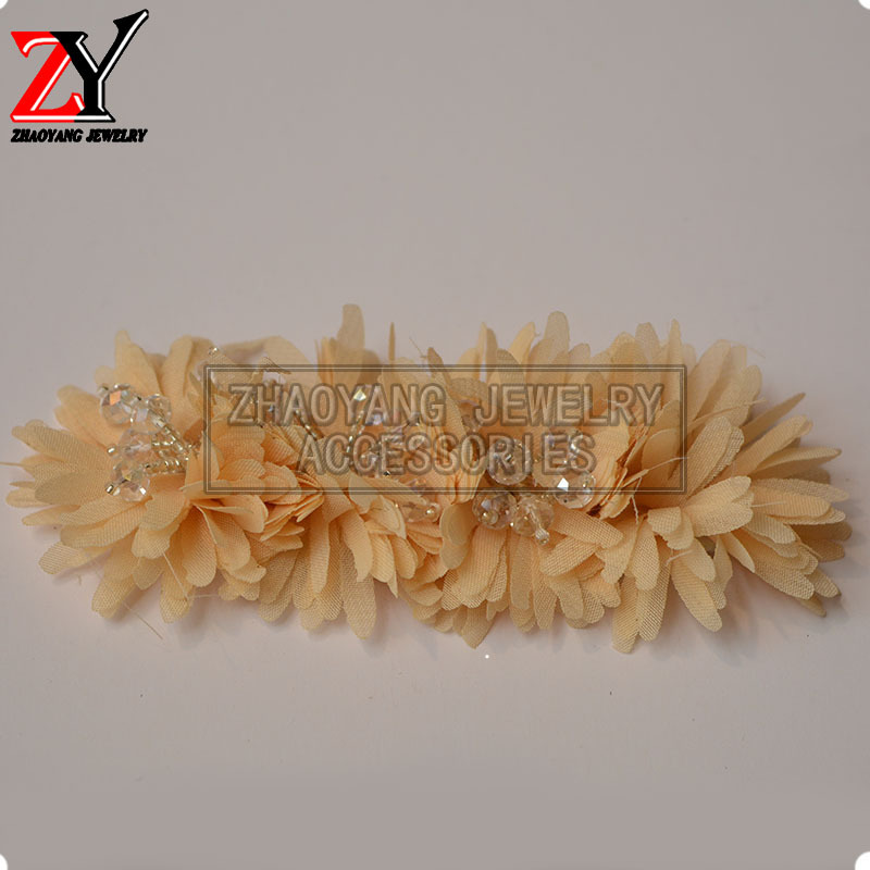 厂家直销 新款手工串珠布花鞋花鞋饰鞋辅件【黑色现货】zy872915产品图