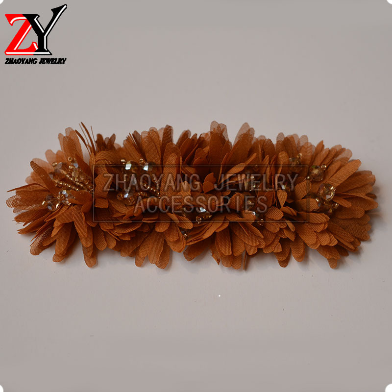 厂家直销 新款手工串珠布花鞋花鞋饰鞋辅件【黑色现货】zy872915细节图