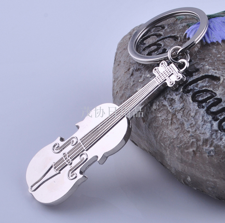 光面吉他钥匙扣音乐小提琴钥匙圈厂家直销创意定制刻字礼品GX-028产品图
